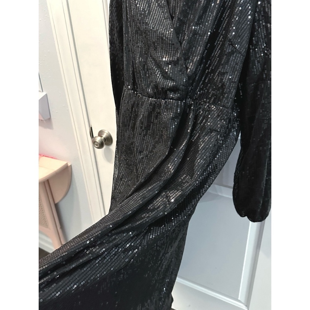Bloomchic Black Solid Pocket Lantern Sleeve Wrap … - image 6